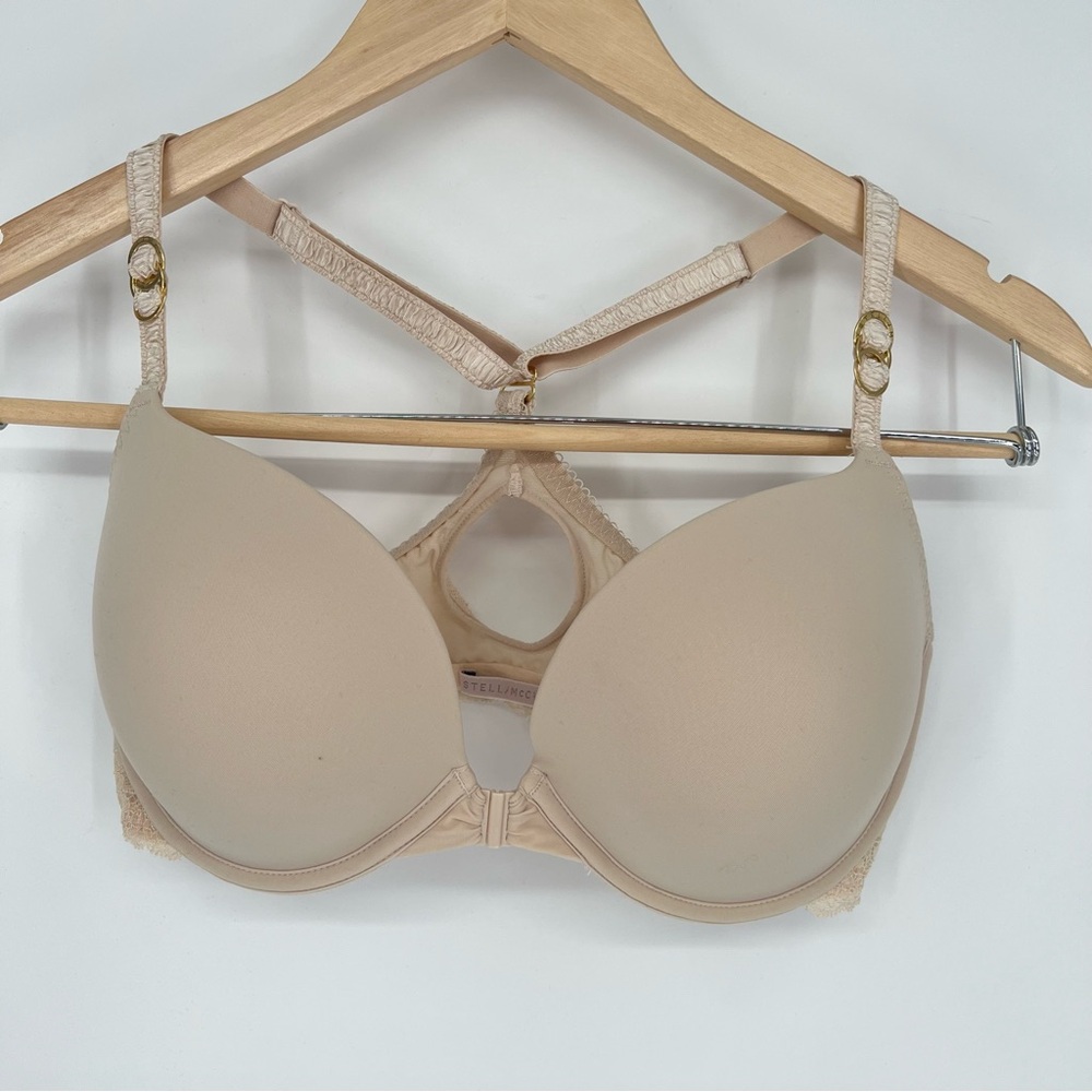 Stella McCartney Smooth Lace‎ Front Clasp Racerback Women's Plunge Push Up Bra